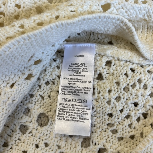 Madewell Crochet Polo Eyelet Long sleeve Open Knit LooseKnit Sweater euro summer - Picture 9 of 9
